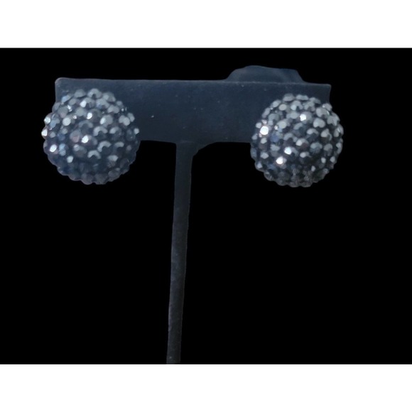 Vintage Pave Rhinestone Clip on Earrings Signed Made in USA - Picture 3 of 11